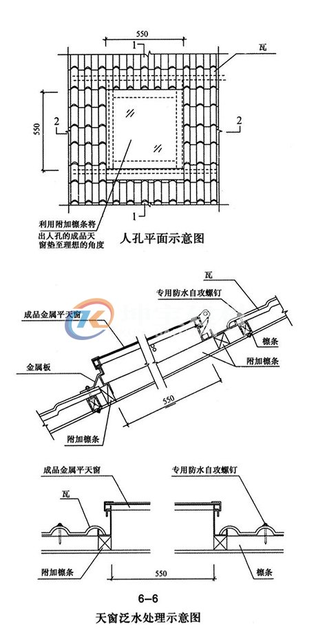 斜屋面天窗做法节点图图片